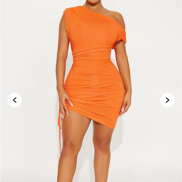 Fashion Nova Orange Ruched Mini Dress – XS - Picture 1 of 5